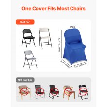 VEVOR 50 Pcs Blue Chair Covers, Polyester Spandex Chair Cover, Stretch Slipcovers for Wedding Party Dining Banquet Flat-Front Chair Covers, Fits Chair Measures up to 17.72 x 18.11 x 30.31 inch
