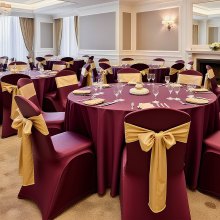 VEVOR 50 Pcs Burgundy Chair Covers, Polyester Spandex Chair Cover, Stretch Slipcovers for Wedding Party Dining Banquet Flat-Front Chair Covers, Fits Chair Measures up to 20.08 x 17.72 x 37.4 inch