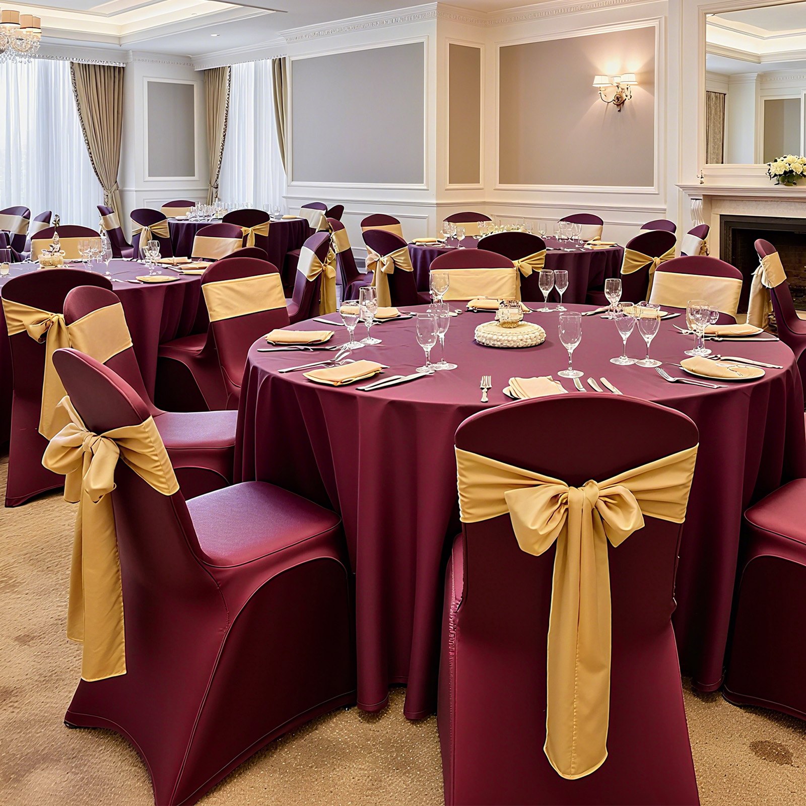 VEVOR 50 Pcs Burgundy Chair Covers, Polyester Spandex Chair Cover, Stretch Slipcovers for Wedding Party Dining Banquet Flat-Front Chair Covers, Fits Chair Measures up to 20.08 x 17.72 x 37.4 inch