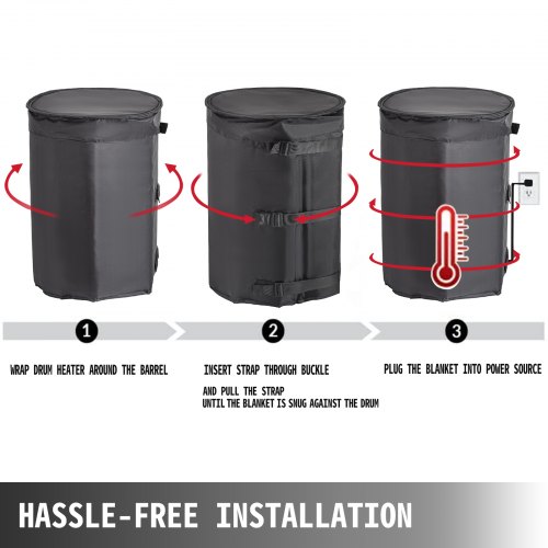VEVOR Drum Heater, 15 Gal Drum Heater Blanket 145° F Adjustable Oil Pail Heater Band 5kg 54inch Barrel Heater with Temperature Controller, Oxford Cloth, Top Cover, for Oil Drum, 550W, 120V