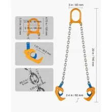 VEVOR Chain Drum Lifter, G80 Drum Lifting Chain Sling with Thickened Security Hook, 2000LBS Capacity, 1.6ft Long Sturdy Drums Handling Equipment, Carbon Steel Barrel Lifter for Plastic & Metal Drums