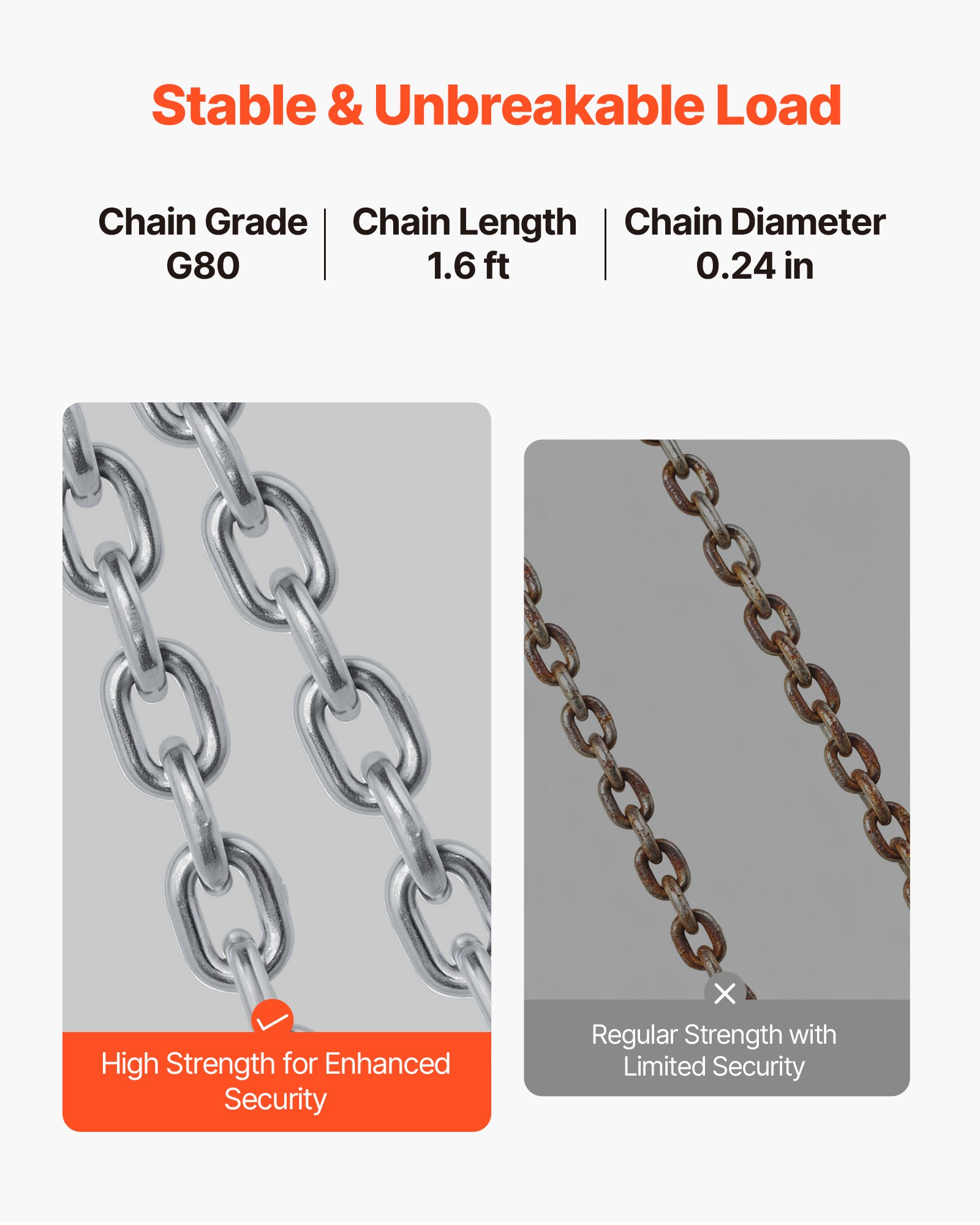 VEVOR Chain Drum Lifter, G80 Drum Lifting Chain Sling with Thickened Security Hook, 0.9 Ton Capacity, 50cm Long Sturdy Drums Handling Equipment, Carbon Steel Barrel Lifter for Plastic & Metal Drums