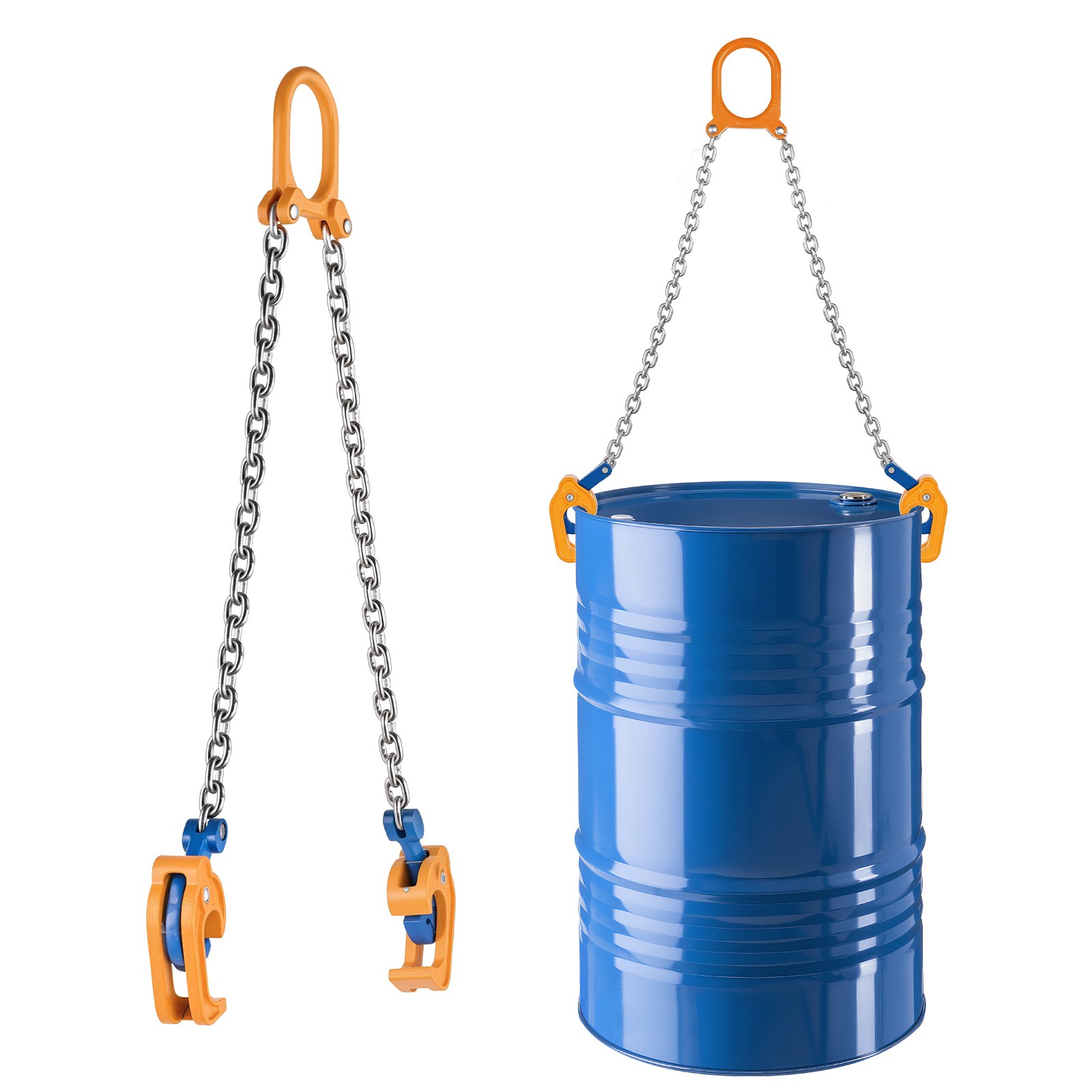 VEVOR Chain Drum Lifter, G80 Drum Lifting Chain Sling with Thickened Security Hook, 0.9 Ton Capacity, 50cm Long Sturdy Drums Handling Equipment, Carbon Steel Barrel Lifter for Plastic & Metal Drums
