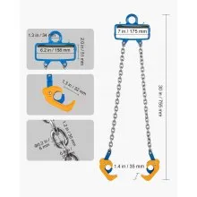 VEVOR Chain Drum Lifter, G80 Drum Lifting Chain Sling with Security Hook, 2200LBS Capacity, Drums Handling Equipment Fits for Crane Forklift, Carbon Steel Barrel Lifter for Plastic & Metal Drums