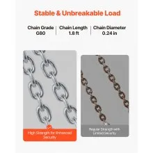 VEVOR Chain Drum Lifter, G80 Drum Lifting Chain Sling with Security Hook, 2200LBS Capacity, Drums Handling Equipment Fits for Crane Forklift, Carbon Steel Barrel Lifter for Plastic & Metal Drums
