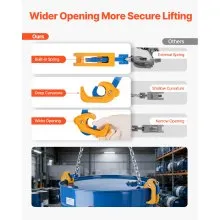 VEVOR Chain Drum Lifter, G80 Drum Lifting Chain Sling with Security Hook, 2200LBS Capacity, Drums Handling Equipment Fits for Crane Forklift, Carbon Steel Barrel Lifter for Plastic & Metal Drums