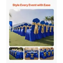 VEVOR 30 Pcs Blue Chair Covers, Polyester Spandex Chair Cover, Stretch Slipcovers for Wedding Party Dining Banquet Flat-Front Chair Covers, Fits Chair Measures up to 20.08 x 17.72 x 37.4 inch