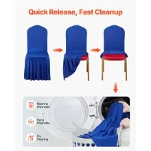 VEVOR 30 Pcs Blue Chair Covers, Polyester Spandex Chair Cover, Stretch Slipcovers for Wedding Party Dining Banquet Flat-Front Chair Covers, Fits Chair Measures up to 20.08 x 17.72 x 37.4 inch