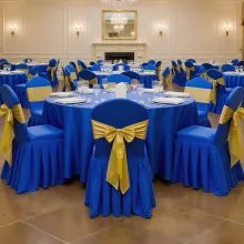 VEVOR 30 Pcs Blue Chair Covers, Polyester Spandex Chair Cover, Stretch Slipcovers for Wedding Party Dining Banquet Flat-Front Chair Covers, Fits Chair Measures up to 20.08 x 17.72 x 37.4 inch