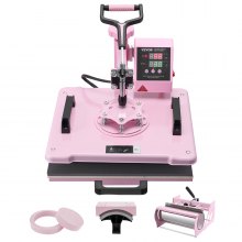VEVOR Heat Press Machine 12x15 in 5 in 1 with 30oz Tumbler Press T-Shirts Pink