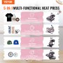 VEVOR 5 în 1 Heat Press Machine 12x15 in 30oz Tumbler Press T-shirts Negru+Roz