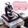 VEVOR 5v1 Heat Press Machine 12x15 in 30oz T-Shirts Tumbler Press Black+Pink