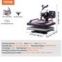 VEVOR 5 in 1 Heat Press Machine 12x15 in 30oz Tumbler Press T-shirts Svart+Rosa