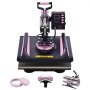 VEVOR 5 în 1 Heat Press Machine 12x15 in 30oz Tumbler Press T-shirts Negru+Roz