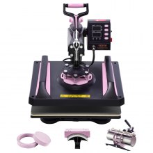 VEVOR 5 in 1 Heat Press Machine 12x15 in 30oz Tumbler Press T-Shirts Black+Pink