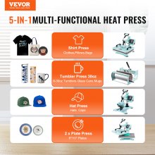 VEVOR Heat Press Machine 12x15 in 5 in 1 with 30oz Tumbler Press T-Shirts Green
