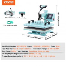 VEVOR Heat Press Machine 12x15 in 5 in 1 with 30oz Tumbler Press T-Shirts Green