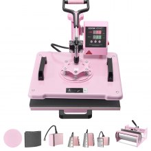 VEVOR Heat Press Machine 12x15 in 8 in 1 with 30oz Tumbler Press T-Shirts Pink