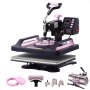 VEVOR Heat Press Machine, 12 x 15 inch, 8 in 1 Heat Transfer Machine with 30 oz Tumbler Press, 360° Swing Away Digital T-Shirt Pressing, Teflon Coating, for T-Shirts/Mugs/Hats/Plates, Black+Pink