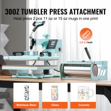 VEVOR Heat Press Machine 12x15 in 8 in 1 with 30oz Tumbler Press T-Shirts Green