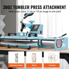 VEVOR Heat Press Machine, 12 x 15 inch, 8 in 1 Heat Transfer Machine with 6-30 oz Tumbler Press, 360° Swing Away T-Shirt Pressing, Digital Precise Control, for T-Shirts/Mugs/Hats/Plates, Green