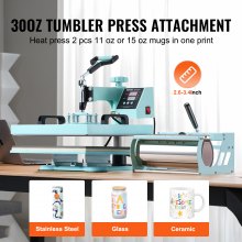 VEVOR Heat Press Machine 15x15 in 5 in 1 with 30oz Tumbler Press T-Shirts Green