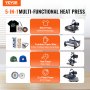 VEVOR heat press machine 5-in-1: shirt, tumbler, hat presses, and 2x plate presses for multifunctional use.