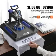 VEVOR Heat Press Machine, 15 x 15 inch, 8 in 1 Heat Transfer Machine with 30 oz Tumbler Press, 360° Swing Away Digital T-Shirt Pressing, Teflon Coating, for T-Shirts/Mugs/Hats/Plates, Black+Blue