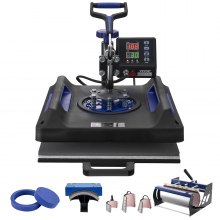 VEVOR Heat Press Machine, 15 x 15 inch, 8 in 1 Heat Transfer Machine with 30 oz Tumbler Press, 360° Swing Away Digital T-Shirt Pressing, Teflon Coating, for T-Shirts/Mugs/Hats/Plates, Black+Blue
