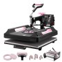 VEVOR Heat Press Machine 15 x 15 Inch 8 in 1 Heat Transfer Machine Black, for T-Shirts/Mugs/Hats/Plates, with 30 oz Tumbler Press, 360° Swing Away T-Shirt Pressing, Digital Control, PTFE Coating