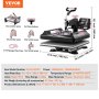 VEVOR 8 în 1 Heat Press Machine 15x15 in 30oz Tumbler Press T-shirts Negru