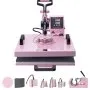 VEVOR Heat Press Machine, 15 x 15 inch, 8 in 1 Heat Transfer Machine with 6-30 oz Tumbler Press, 360° Swing Away T-Shirt Pressing, Digital Precise Control, for T-Shirts/Mugs/Hats/Plates, Pink