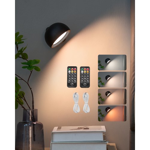 2PCS LED Wall Sconces Rechargeable Battery Operated Wall Lamps Remote Control