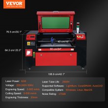 VEVOR 60W CO2 Laser Engraver Engraving Carving Print Machine 400x600 mm Workbed