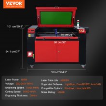 VEVOR 100W CO2 Lasergravör Gravyr Carving Print Machine 600x900 mm Arbetsbädd