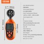 VEVOR Handheld Anemometer, 14℉-113℉, Digital Wind Speed Meter Gauge with LED Backlight Screen, Measures Wind Velocity Wind Temperature Air Flow Wind Chill, for Sailing Surfing Drone Flying HVAC