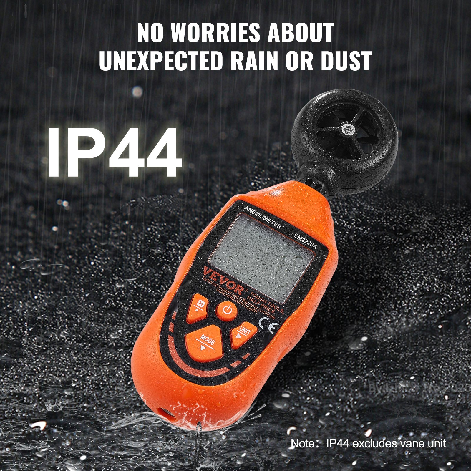VEVOR Handhållen anemometer, 14℉-113℉, Digital vindhastighetsmätare med LED-bakgrundsbelysningsskärm, Mäter vindhastighet Vindtemperatur Luftflöde Vindavkylning, för segling Surfing Drone Flygande HVAC