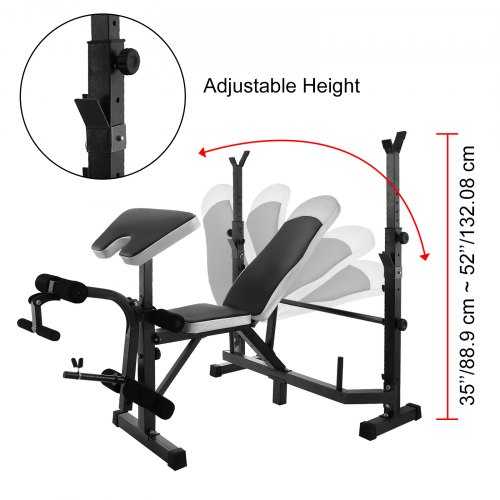 Multi Station Weight Bench Press Leg Curl Home Gym Weights Equipment Adjustable