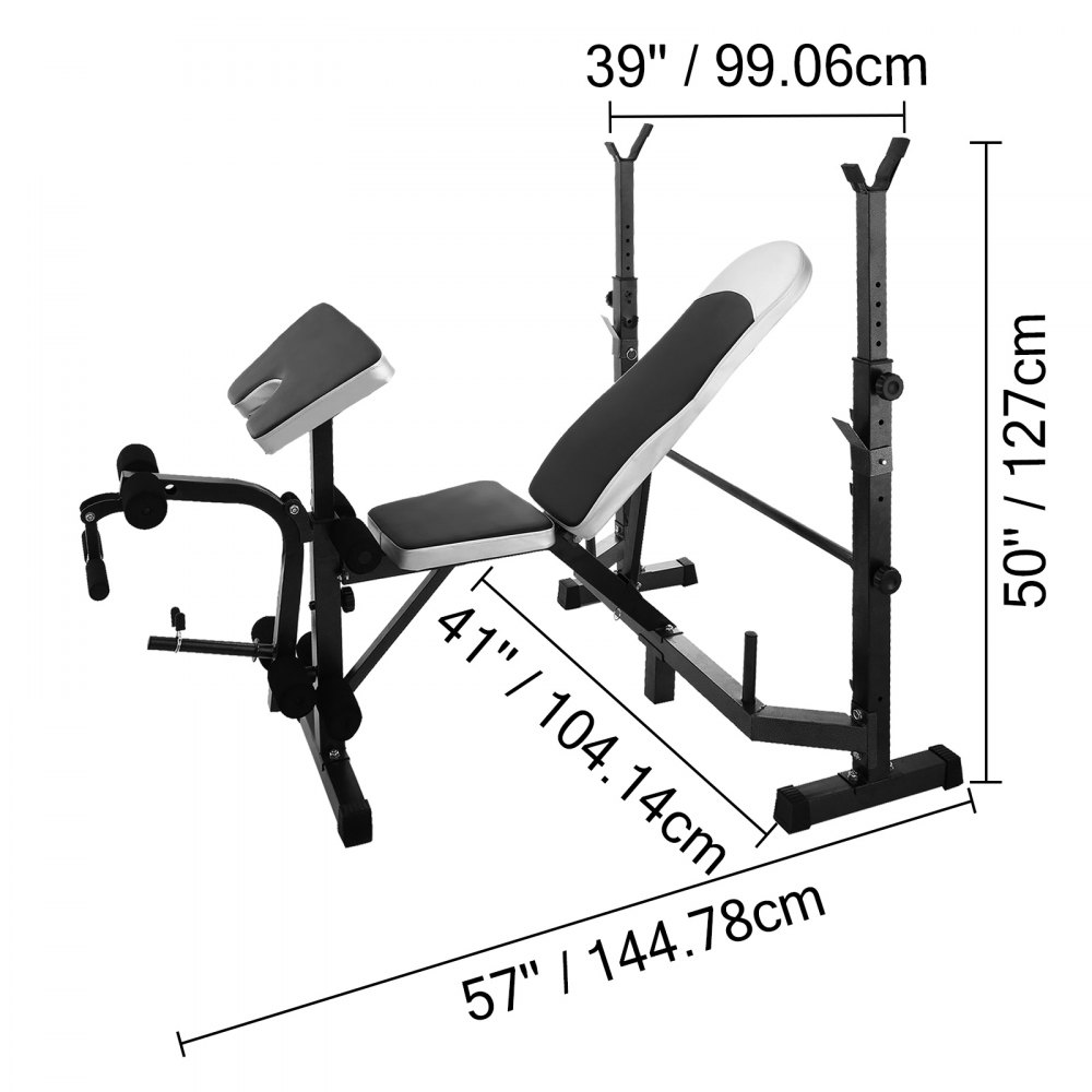 Multi Station Weight Bench Press Leg Curl Home Gym Weights Equipment Adjustable