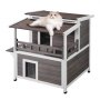 VEVOR Outdoor Cat House 2-story Wooden Feral Cat Shelter with  Balcony & Roof