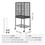 VEVOR 54 inch Standing Large Bird Cage Carbon Steel Flight Bird Cage Rolling