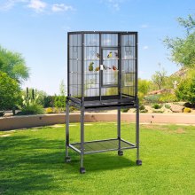 VEVOR Grande cage à oiseaux debout de 137,2 cm, cage à oiseaux en acier au carbone pour perruches, calopsittes, perroquets, aras avec support roulant et plateau