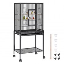VEVOR Grande cage à oiseaux debout de 137,2 cm, cage à oiseaux en acier au carbone pour perruches, calopsittes, perroquets, aras avec support roulant et plateau