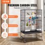 VEVOR 52 ιντσών Standing Large Bird Cage, Carbon Steel Flight Bird Cage for Parakeets, Cockatiels, Paparots, Macaw with Rolling Stand και Tray