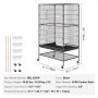 VEVOR 52 inch Standing Large Bird Cage, Wrought Iron Flight Bird Cage for Parakeets, Cockatiels, Parrots, Macaw with Rolling Stand and Tray
