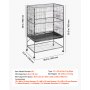 VEVOR Bird Cage, 930 x 580 x 1510 mm, Flat Top, Wrought Iron Bird Flight Cage with Perches, Slide-Out Tray and Plastic Feeders, for Blue Tit, Cockatiel, Canary, Monk Parakeet, African Grey Parrot
