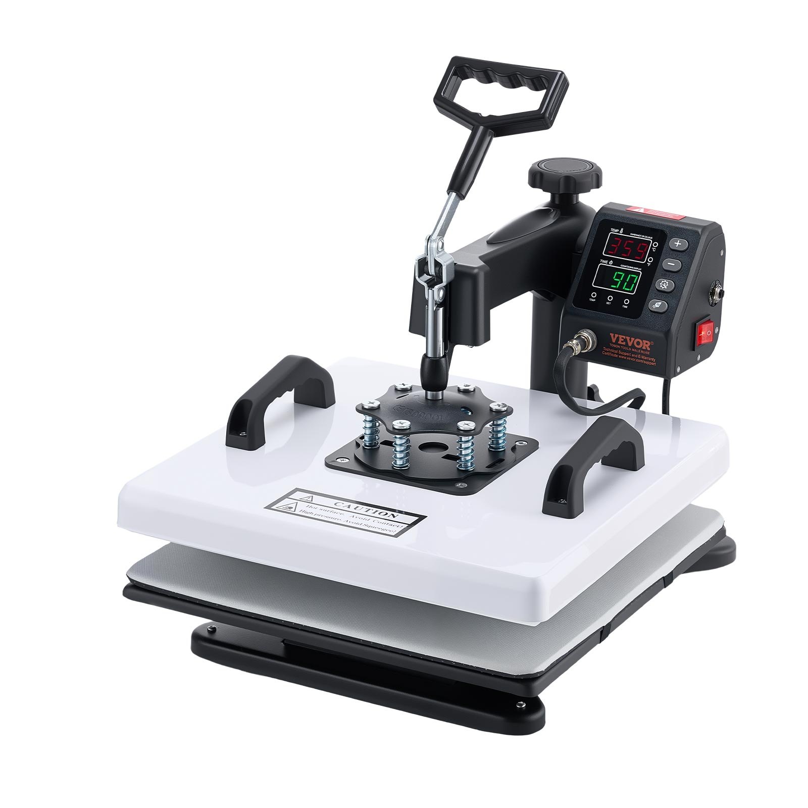 VEVOR Heat Press Machine, 15 x 15 in, 2-in-1 Multifunction, 360° Swing Away, 1200W Double Tube Fast and Even Heating, Digital Precise Control, Sublimation Press Machine for T-Shirts, Hats, Caps