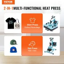 VEVOR Heat Press Machine, 12 x 15 inch, 2 in 1 Heat Transfer Machine with Hat Press, 360° Swing Away T-Shirt Pressing Machine, Digital Precise Control, Fast Even Heating for T-Shirts/Hats/Caps, Green