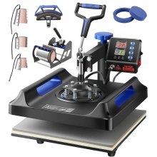 VEVOR Heat Press Machine 8 in 1 Combo, Heat Press 15x15 in, Swing Away T Shirt Printing Machine Digital Control, Multifunction Transfer Machine Sublimation, for T-Shirt Hat Cap Mug Plate, Blue