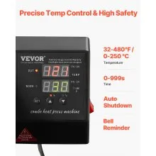 VEVOR Heat Press Machine, 15 x 15 inch, 2 in 1 Heat Transfer Machine with Hat Press, 360° Swing Away T-Shirt Pressing, Digital Precise Control, Fast Even Heating for T-Shirts/Hats/Caps, Black